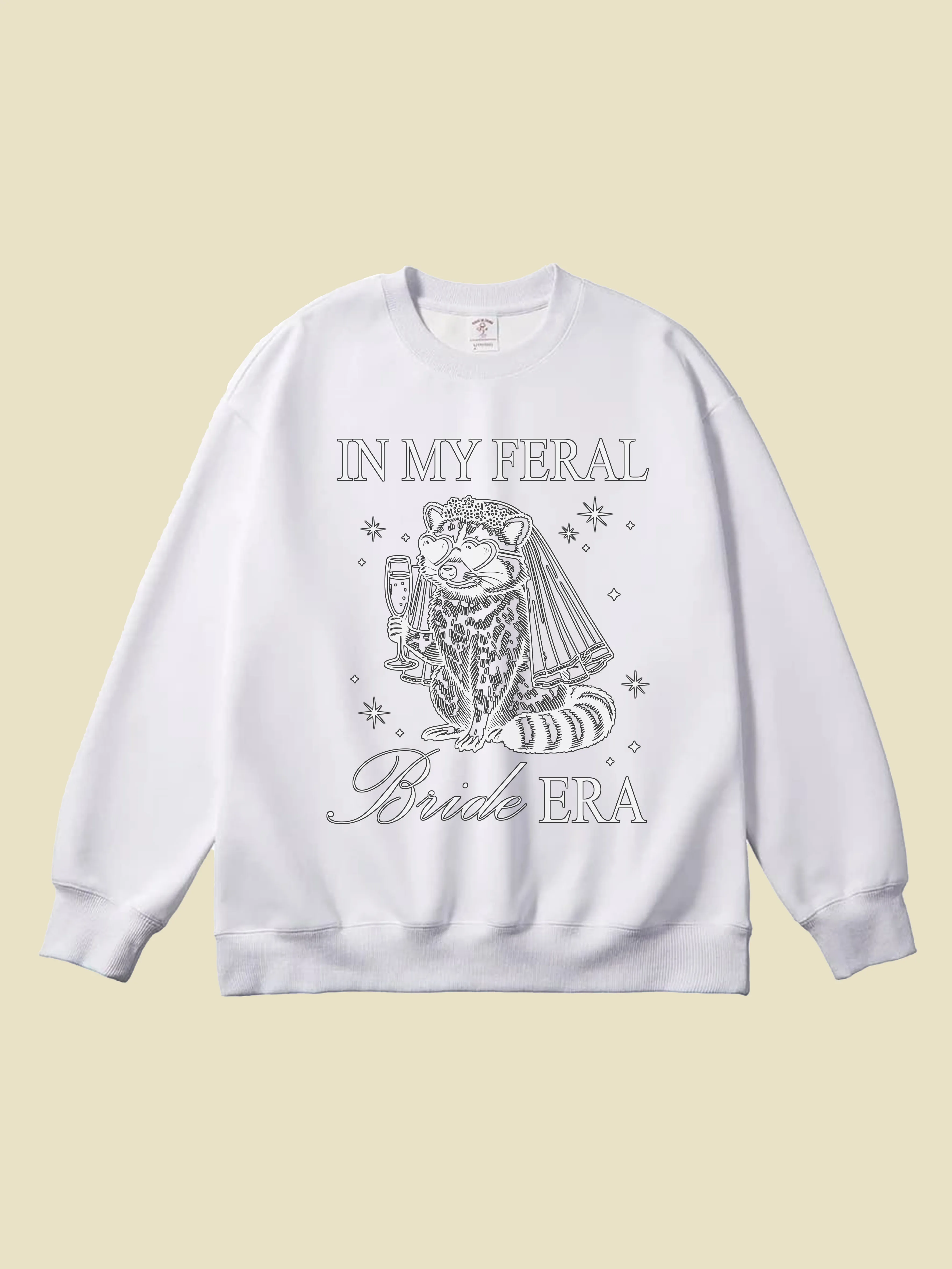 

Белый уютный разноцветный джемпер с круглым вырезом Raccoon Bride, унисекс, свободный, из чистого хлопка для осени, зимы, Хэллоуина, модный спортивный готовый