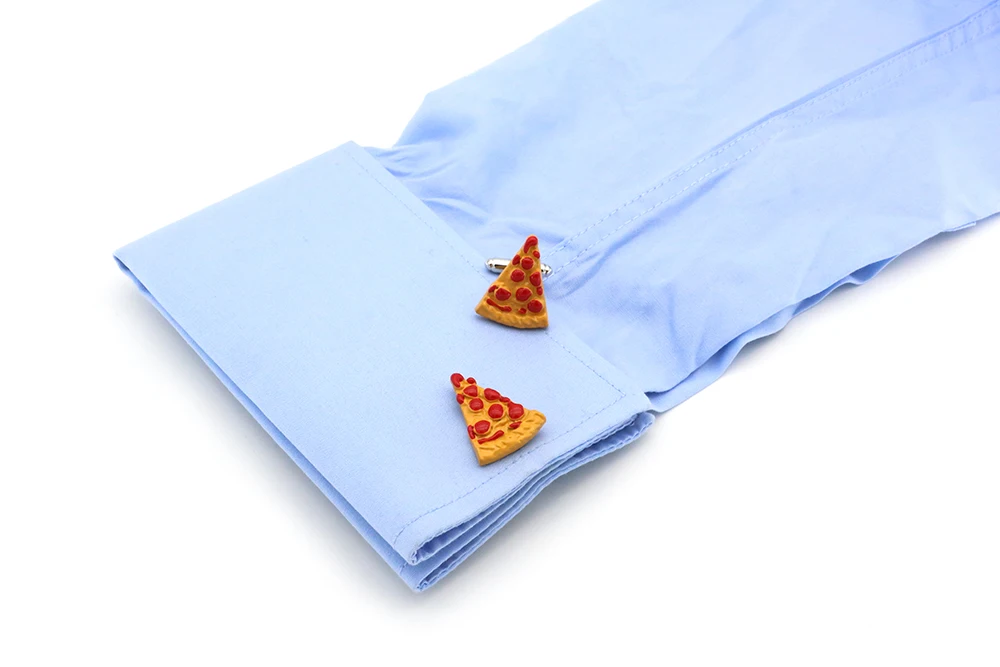 Food Design Pizza Cufflinks For Men Quality Copper Material Yellow Color Cuff Links Wholesale&retail