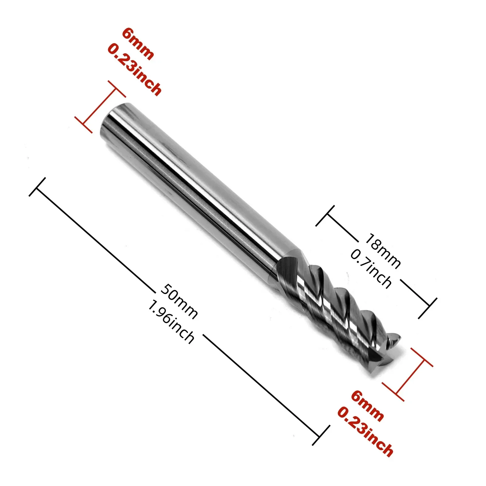 2Pcs Carbide End Mills High Speed Cutter 4 Flute (D 6mm x L 50mm) for Cutting High Hardness 58HRC, CNC Milling Hardened Metals