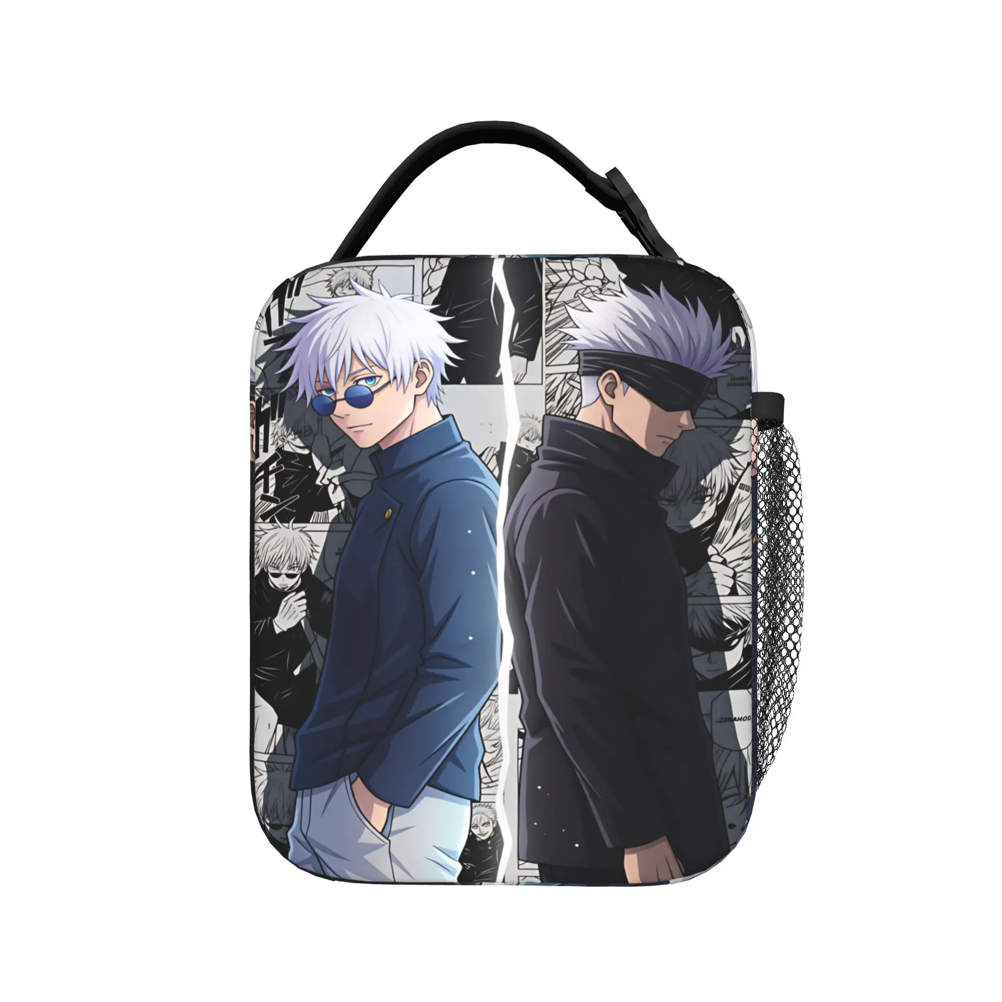 Satoru Gojo Comic Animation Lunch Bag  School Lunch Box For Child Funny Custom Tote Food Bags Waterproof Portable Cooler Bag
