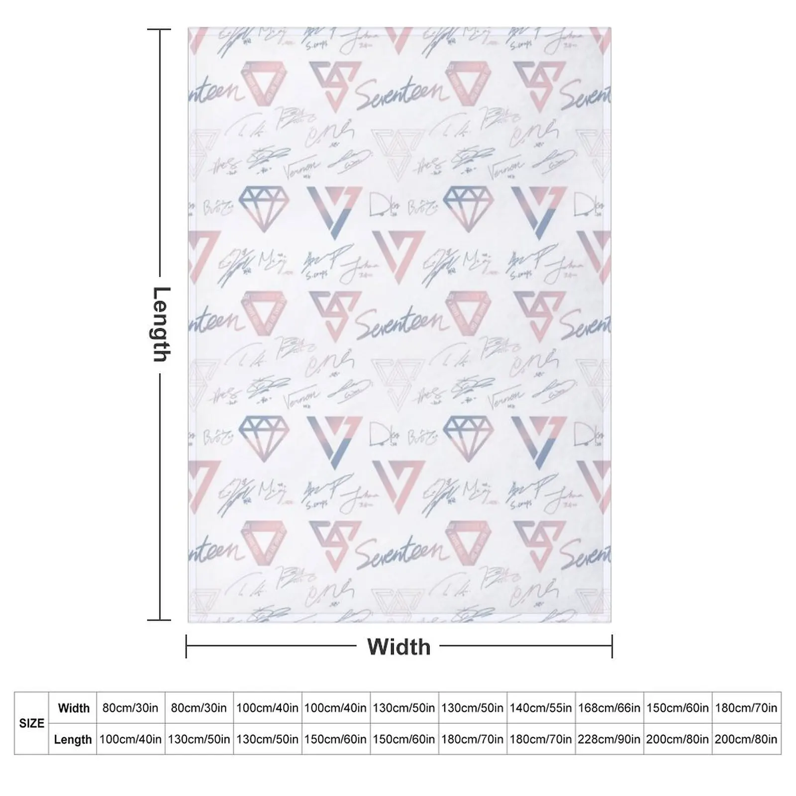 SEVENTEEN Signatures and Logos Pattern (White) Throw Blanket cosplay anime Summer Beddings Blankets