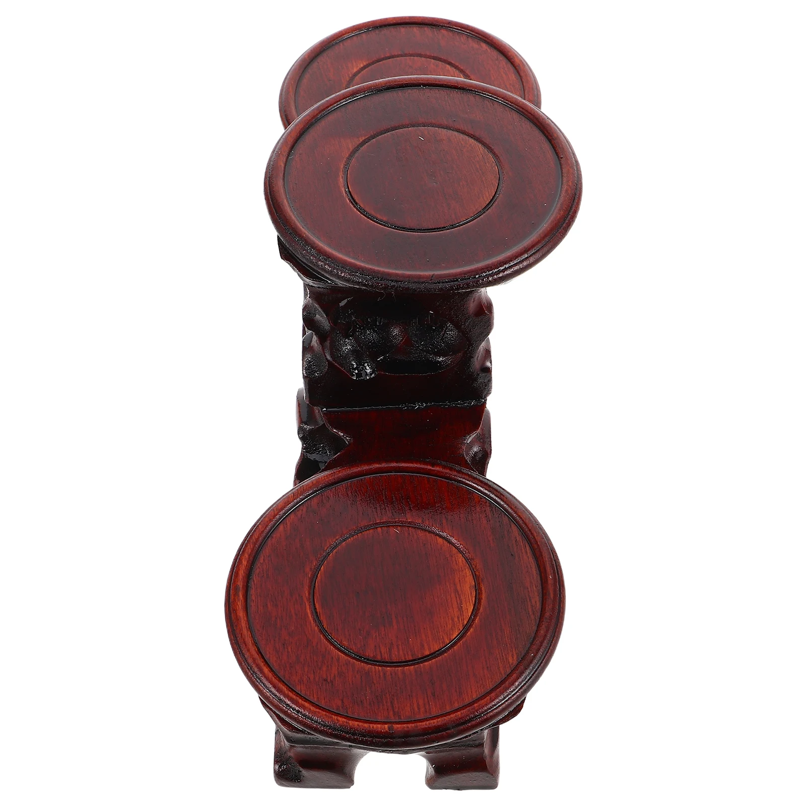 

Solid Wood Base Round Display Stand for Jade Pedestal Dark Brown Bonsai Stand Tea Accessory Wooden Trivet Stone