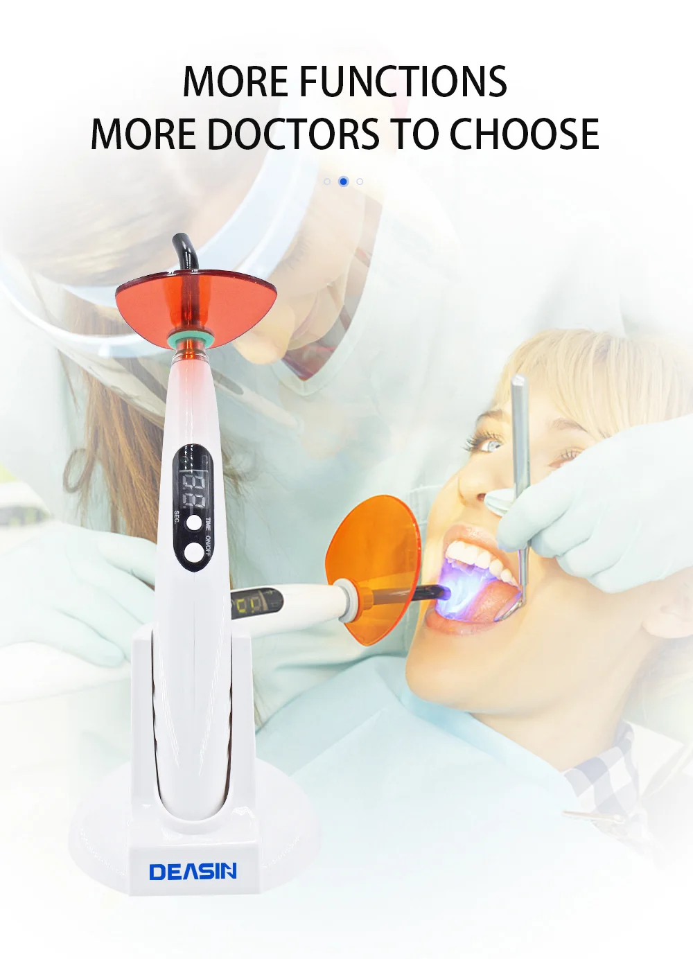 High Power Wireless Dental LED Curing Light 1200~1500mW/cm² Resin Cure Unit