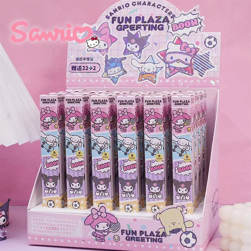 

24pcs Sanrio Characters Gel Pen Suit Cinnamoroll Kuromi Press Signature Pen Student Stationery School Writting Supply Wholesale