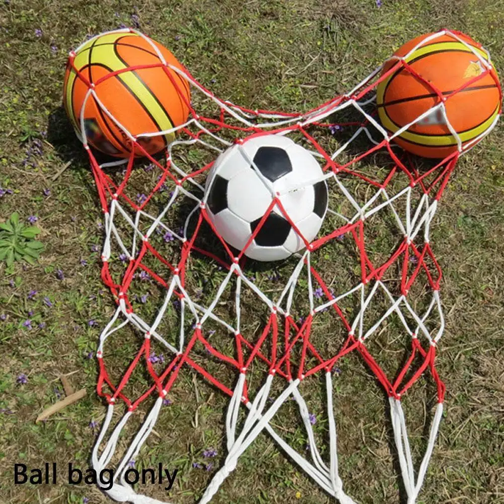 Bolso de bola grande portátil, voleibol, futebol, costura, saco de malha, basquete, vermelho, branco, ferramentas ao ar livre, B7W0