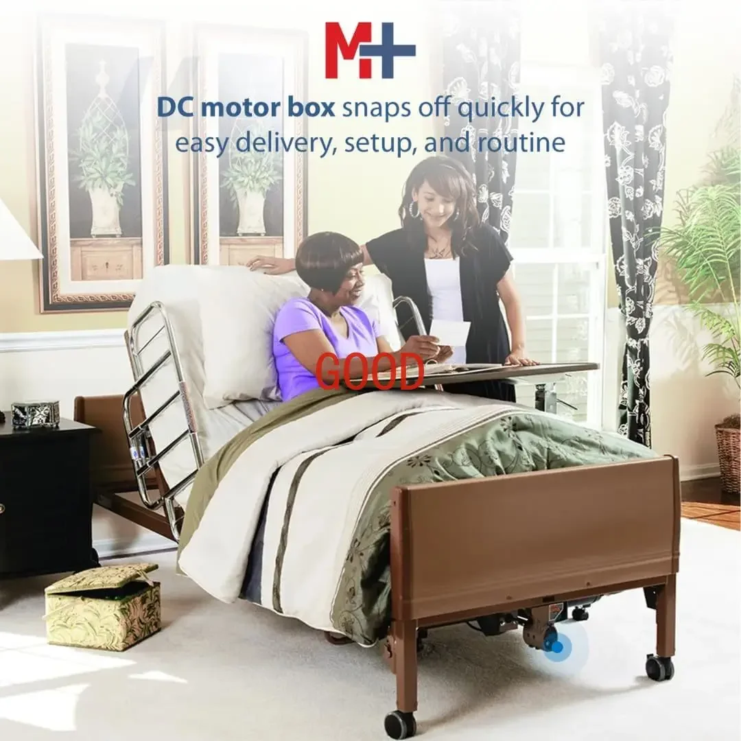 Full Hospital Bed Set Foam Mattress and Half Rails Included Enhanced Comfort and Convenience Adjustable Head and Foot Positions