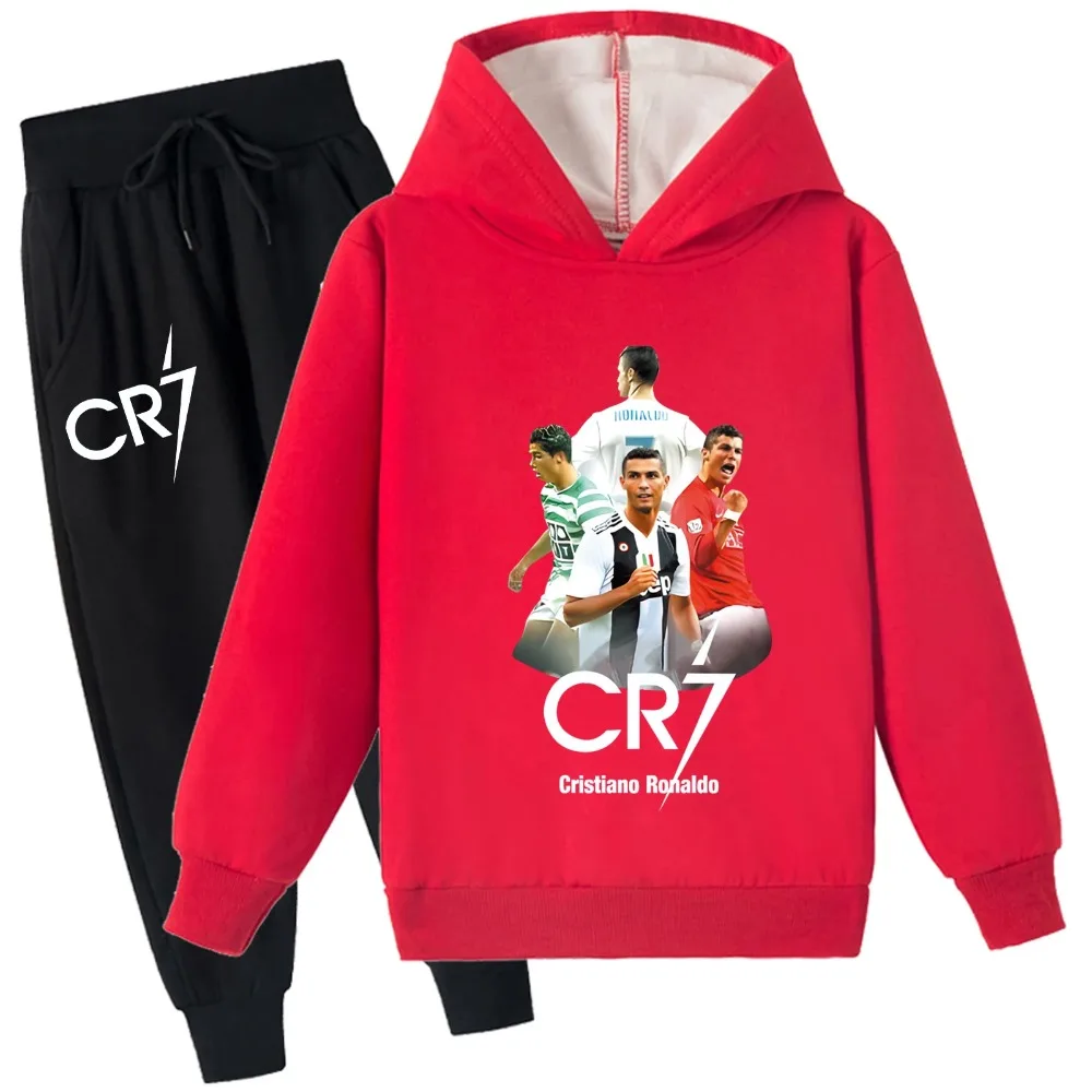 

Комплект из 2 предметов: толстовки с начесом для маленьких детей и длинные штаны, флисовые толстовки C-cristiano Rona-ldos для молодежи (2-14 лет, 5 цветов)