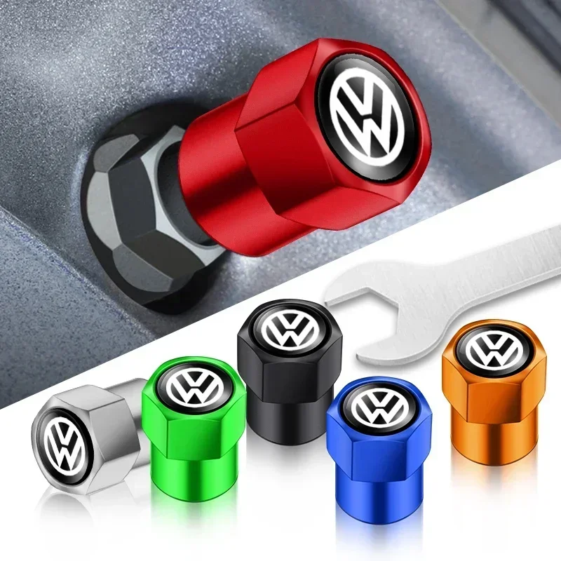 4Pcs 3D Aluminum Alloy Car Wheel Tire Valve Caps For Volkswagen VW Golf 4 5 6 7 Jetta Polo Caddy GTI Bora MK7 Beetle Passat b6