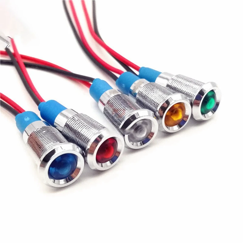 20 pz 6Mm metallo LED spia luminosa spia spia spia spia luci di visualizzazione a bordo con filo 3V
