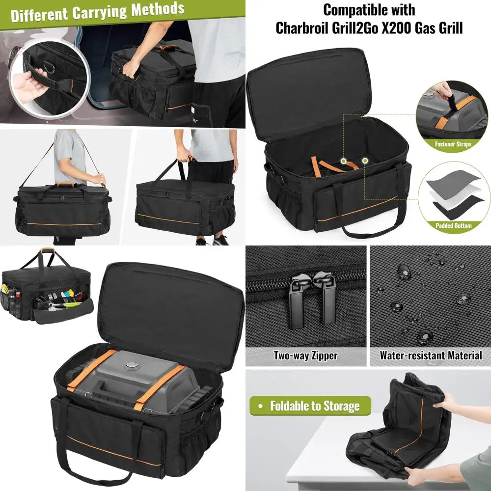 

Портативная сумка-чехол для газового гриля на пропане — 1 гриль-конфорка, многокарманное хранилище для инструментов и аксессуаров для гриля на открытом воздухе