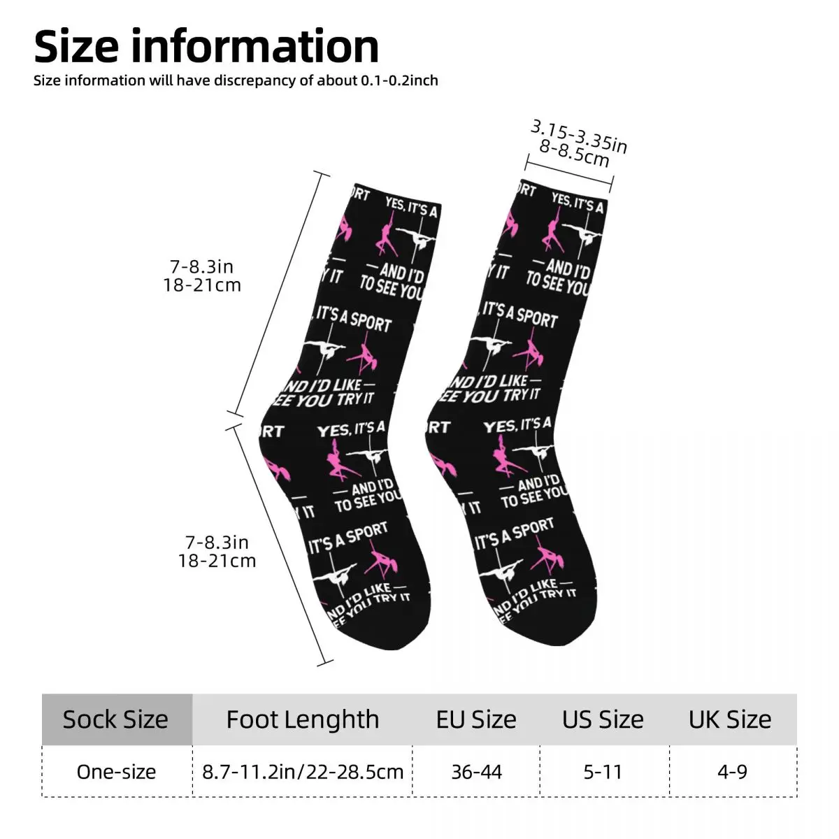 Pole Dance Yes Its A Sport And I Like To See You Socks Winter Stockings Fashion Adults Men Socks Design Running Anti Skid Socks