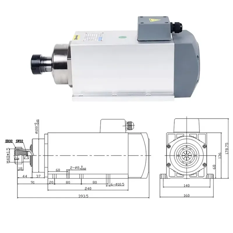 High Speed CNC Engraving Router Spindle Motor with 2.2KW 3KW 3.7KW 5.5KW 7.5KW Three-phase 220/380v