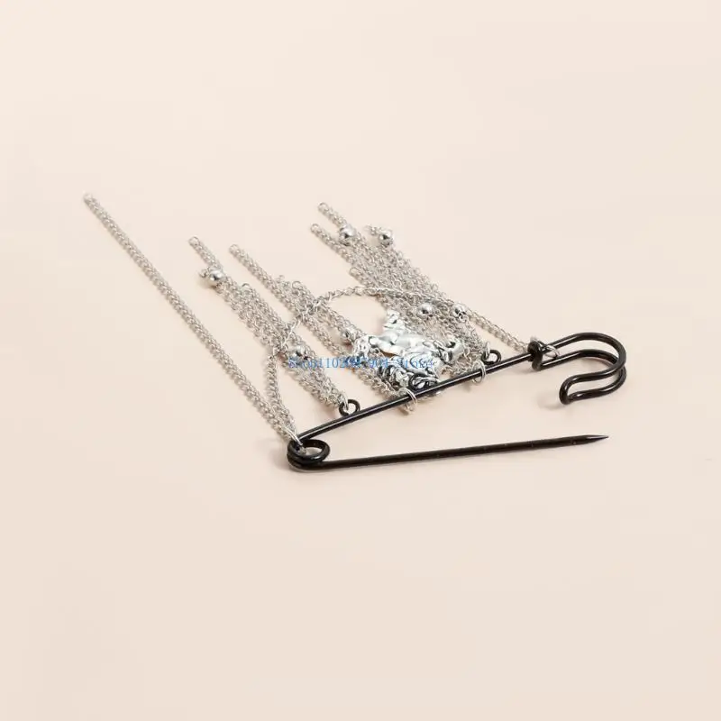 N7YF Four Season Wear Horse Brooch Geometric Double Tassels Nonslip Fastener Badge