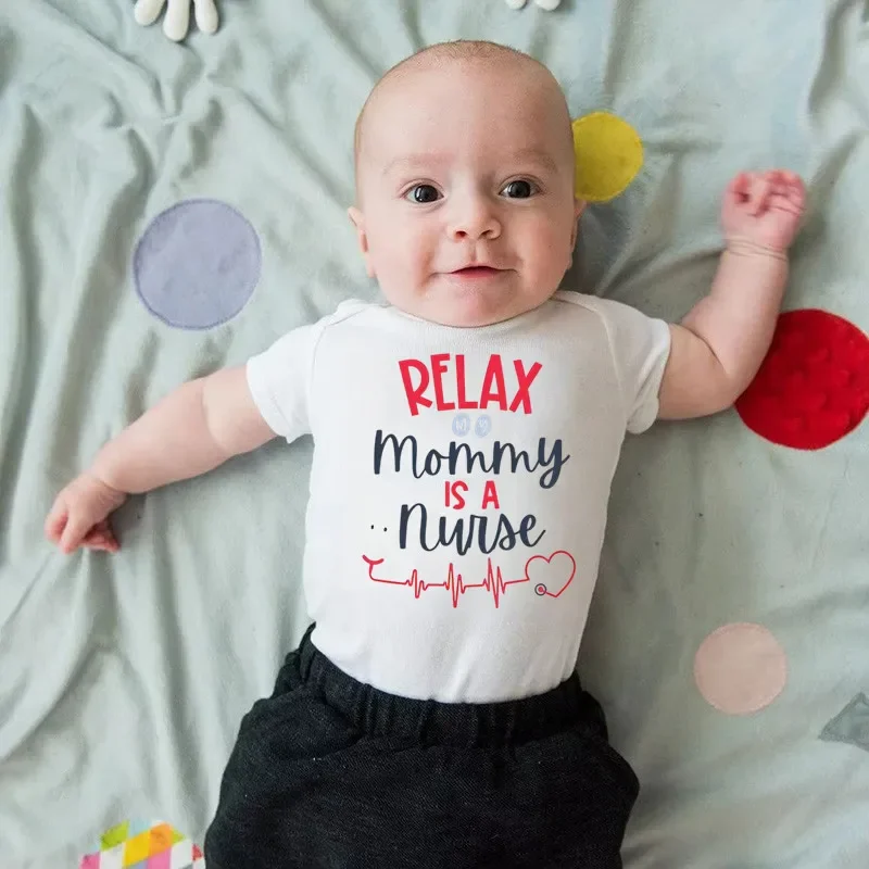 100% Cotton Baby Bodysuit Mommy Is a Nurse Letters Print Baby Boys Girls Romper Summer Jumpsuit