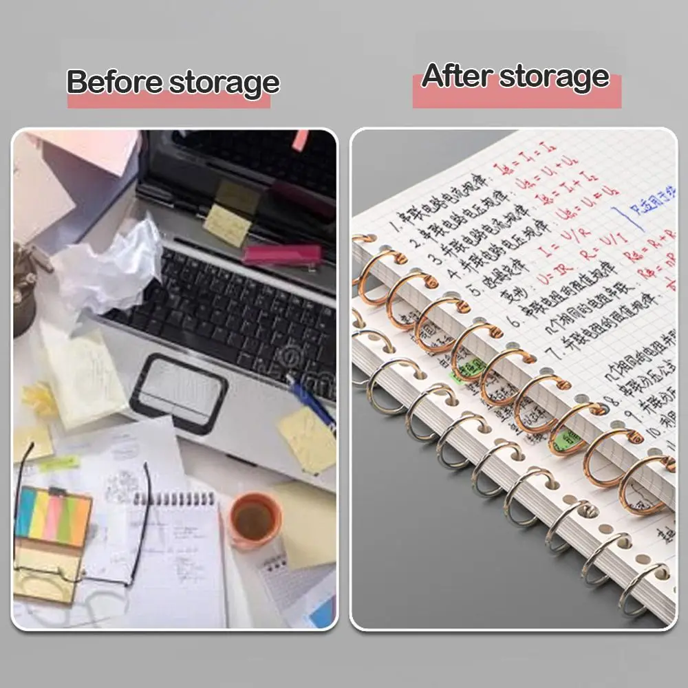 Durable Metal Binder Ring Silver/Rose Gold Office Supplies Loose-leaf Ring Clip 20/30/40/50mm Binding Clip Album view 3