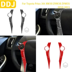 For Toyota Prius XW30 ZVW30 ZVW35 2010-2015 Accessories Carbon Fiber Car Interior Steering Wheel Button Frame Sticker Decoration