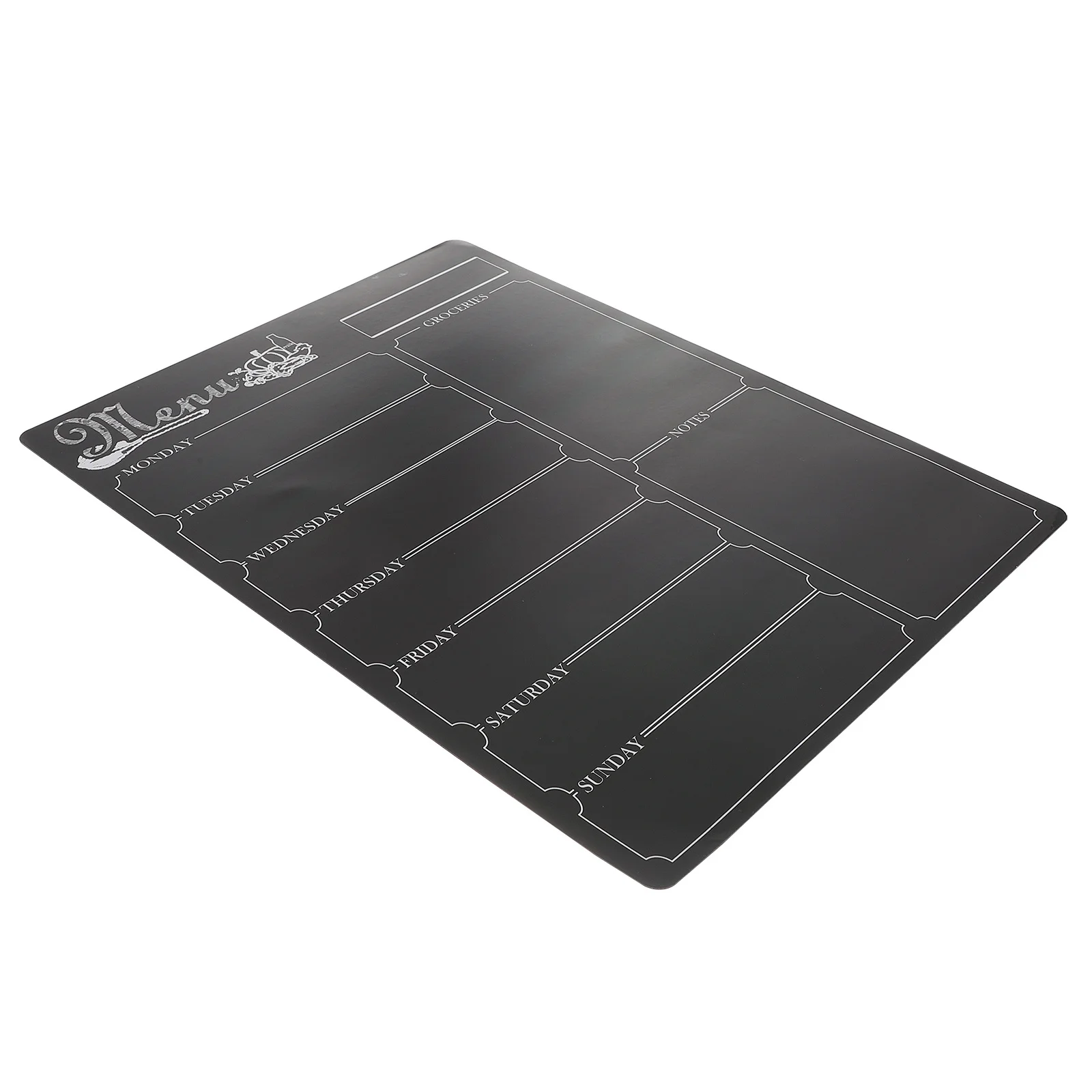 لوحة قائمة الثلاجة المغناطيسية السوداء القابلة لإعادة الاستخدام، جدول أسبوعي، مخطط ملاحظة، منظم التقويم، لوحة الثلاجة المغناطيسية
