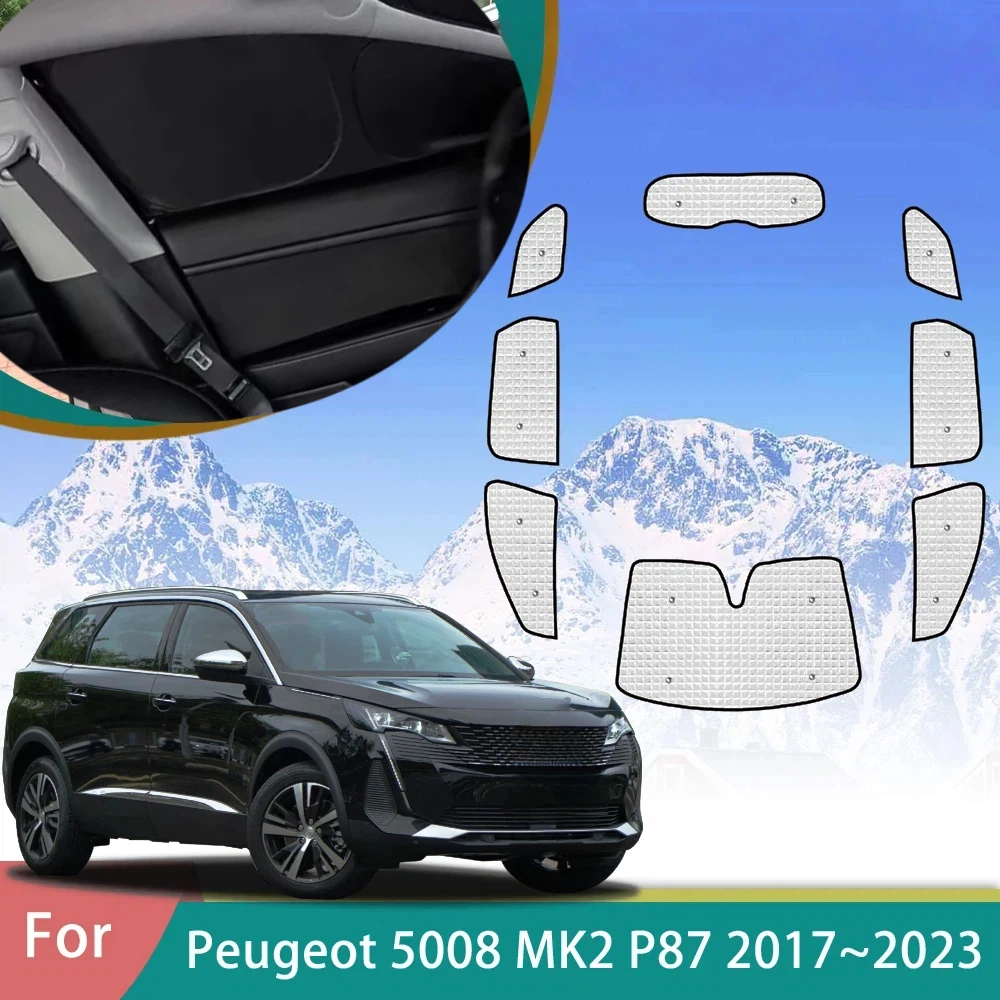 Pour Peugeot 5008 MK2 P87 2017 2018 2019 2020 2021 2022 2023 – Pare-soleil magnétique pour vitres de voiture, protection solaire et intimité