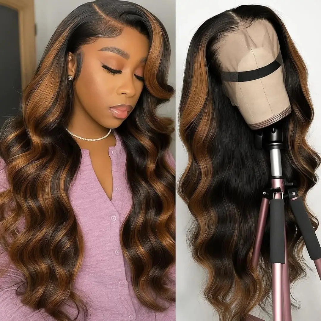 4/27 Color Full Ombre Highlight P1B/30 Body Wave Human Hair Wigs 13X6 Hd Lace Frontal Wigs 230% Vietnamese 13x4 Lace Front Wigs