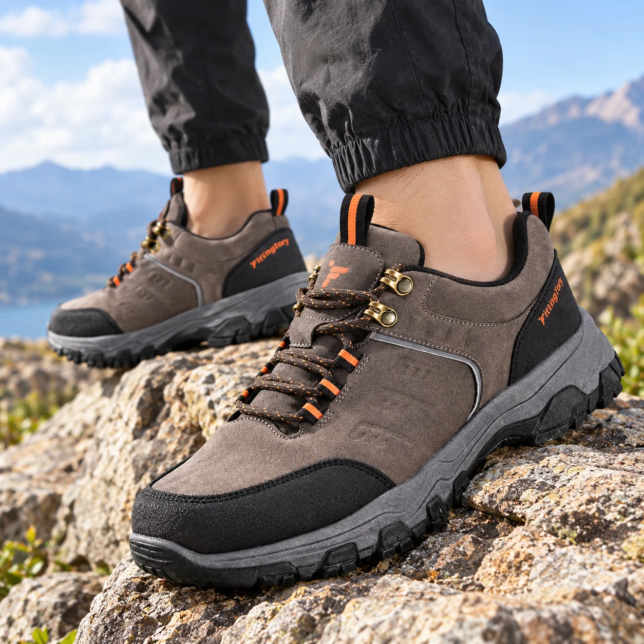 Fitville Men'S Hiking Shoes Outdoor Mountaineering Sports Shoe Cushioning Non-Slip Lightweight Strong Grip Casual Sneakers