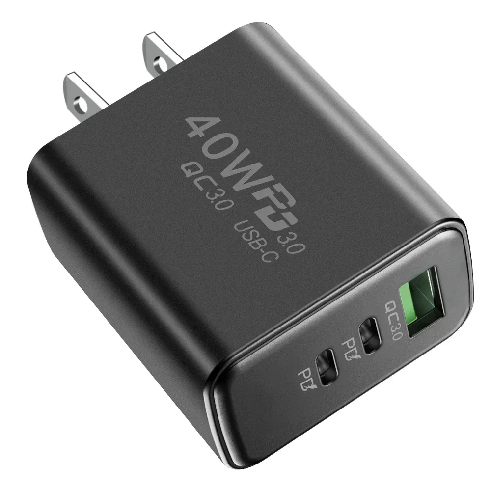 USB-C-Ladegerät, 40 W, Handy, Typ C, PD, schnelles Aufladen, hohe Geschwindigkeit, Schnellladung 3.0, Wandadapter, mehrere Anschlüsse für iPhone Xiaomi