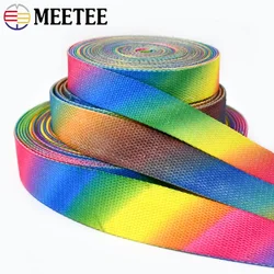 2/5M Meetee 25/30/36mm 2mm Thick Rainbow Printed Nylon Webbing Canvas Bag Strap Ribbon Tape Garment Belt Decor Band Accessories