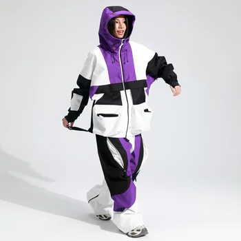 2026 Winter Hooded Jacket Pants Women Snow Suits Outdoor Sport Mountain Man Ski Sets Waterproof Warm Male Snowboard Costumes