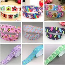 22mm 5yards Movie Cartoon Horse Umbrella Printed Grosgrain Ribbon Accessories Headwear Decoration Collar DIY Sewing Craft E2248