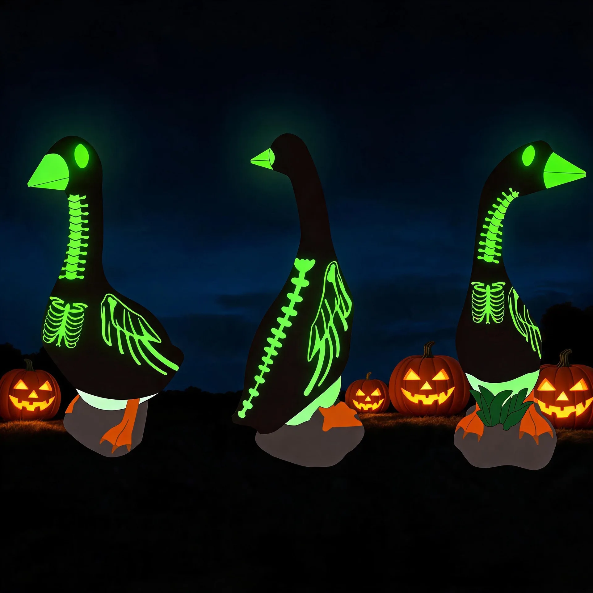 Glow In The Dark Halloween Goose Outfit Skeleton Costume Lawn Goose Clothes 23 Inch Wholesale Halloween Goose Outfit
