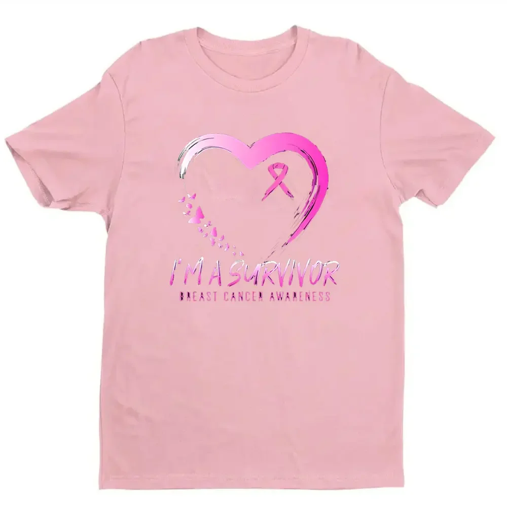 I'm A Survivor Shirt Gift for Breast Cancer Fighters Awareness Pink Ribbon Design Breast Cancer Support Graphic T Shirts Cotton image 6