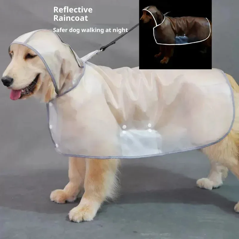 

Reflective Dog Raincoat - Transparent Waterproof Pet Rainwear with Adjustable Hood, All-Size Breathable Design (CE Certified)​