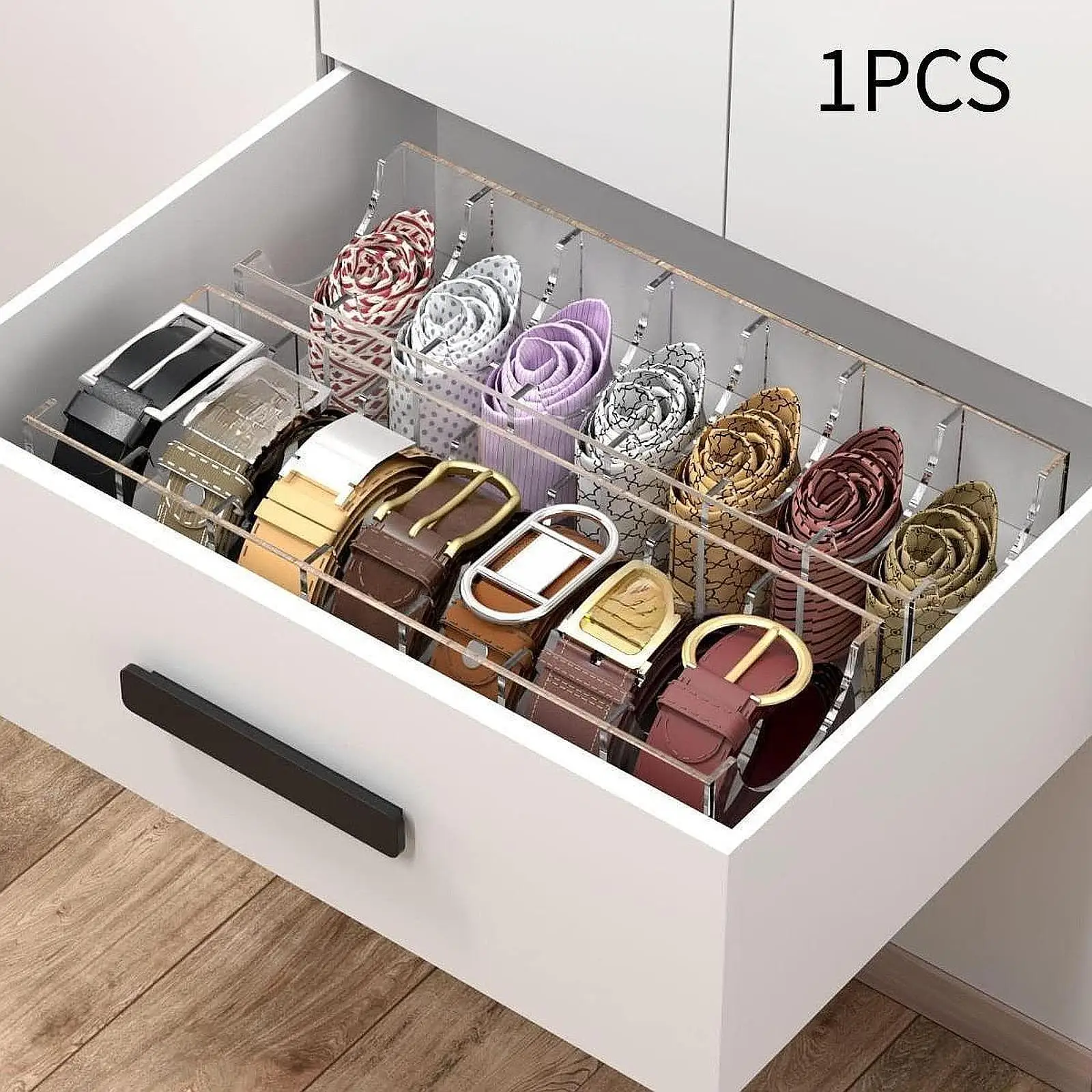 Belt Organizer Wardrobe Clear Multi Compartments for Underwear Bow Tie Cosmetics