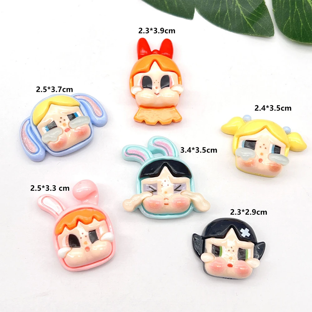 1-6Pcs NEW Cartoon Cry Girl Doll Series Resin Shoes Accessories Fit with Hole wristbands DIY Shoe Decorations Buckle Kids Gifts image 2