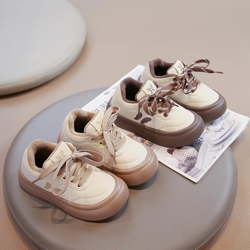 

Girls Flat Shoes Sweet Butterfly Kids Casual Shoes Soft Sole Comfortable 2025 Winter New Children Princess Shoes Korean Style