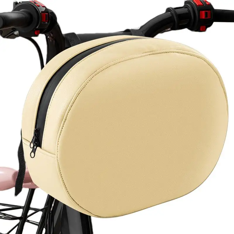 Bicycle Storage Bag Pu Leather Bike  Handlebar Bag Multifunctional Double Space Storage Bag Scooter Mobile Phone Storage Bag