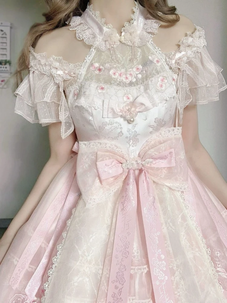 

Summer Lolita Ballet Lace Soft Gauze Lightweight Short Sleeve France Design Fashion Sweet Cute Simple Casual T-Shirts Women