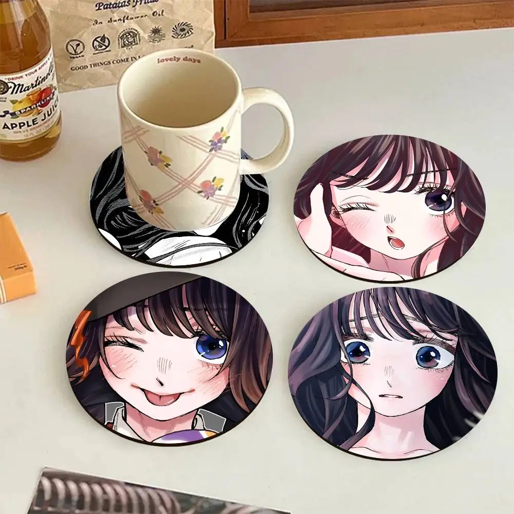 Anime Girl Kaoruko Waguri Round Wooden Coasters Suitable For