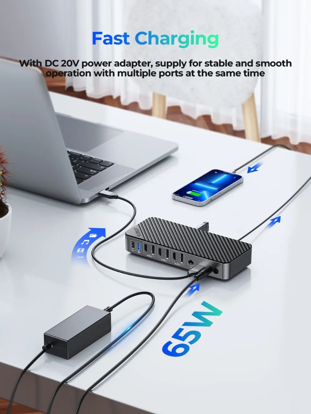 Imagem -06 - Estação de Acoplamento Orico 19 em Usb c Hdmi Usb 3.0 sd tf Rj45 Áudio pd para Mac Ipad Laptop 4k 30hz com Hub de Ajuste de Volume para pc