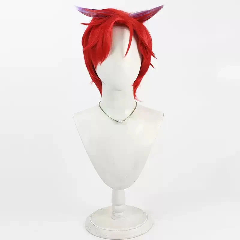 Anime Princession Orchestra Calisto Cosplay Wig 30cm Red Mixed Purple Heat Resistant Hair Halloween