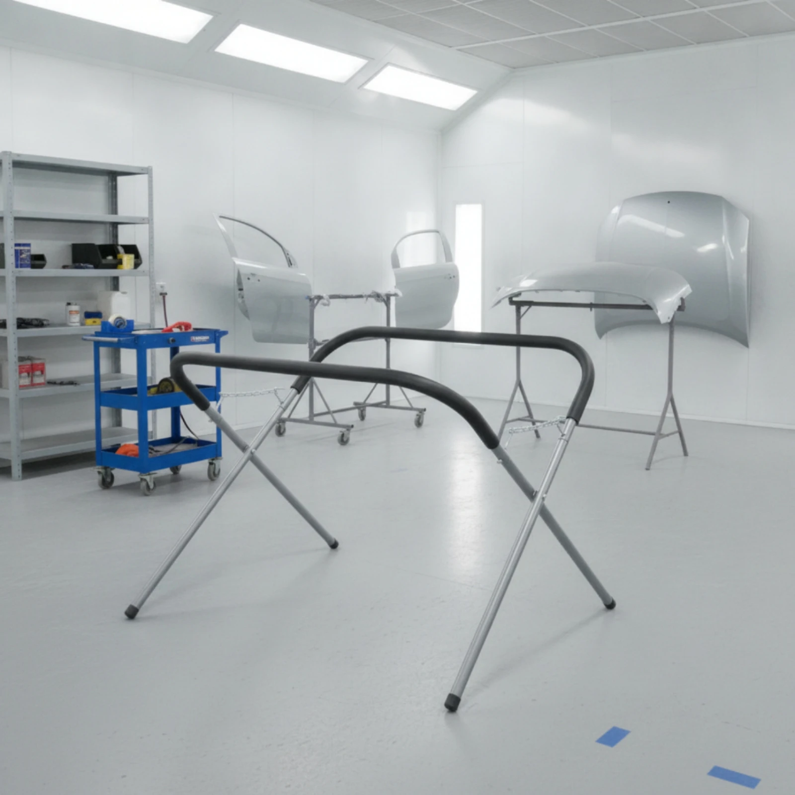 Cross Stand with Padded Arms Adjustable Car Painting Stand Paint Rack Folding Portable for Mechanics, Body Shops, Garages