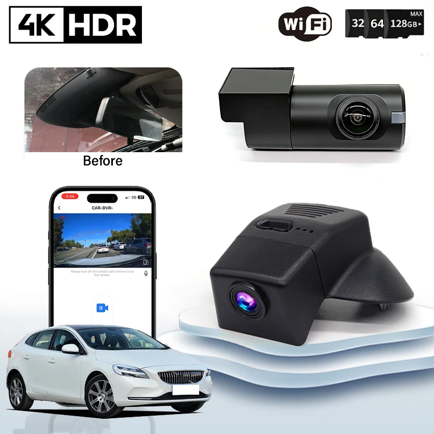 

Plug and Play Car DVR 4K 2160P Dash Cam For Volvo V40 2013 2014 2015 2016 2017 2018 2019, Dashcam For Car Camera Video Recorder