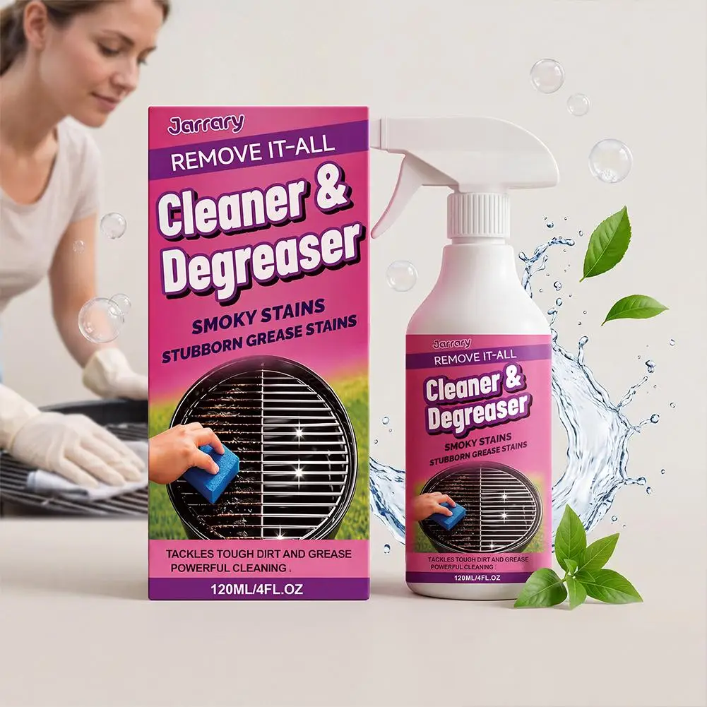 BBQ Grill Cleaner Degreaser Spray, Powerful Formula for Smoky Stains Stubborn Grease, Safe for Grill Surfaces, Easy Spray Wipe