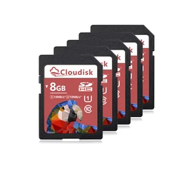 Clouddisk 카메라 DV SLR용 SD 카드, SDXC U3 V30 플래시 메모리 카드, SDHC Class10, 128GB, 64GB, 32GB, 16GB, 8GB, 4GB, 5 개