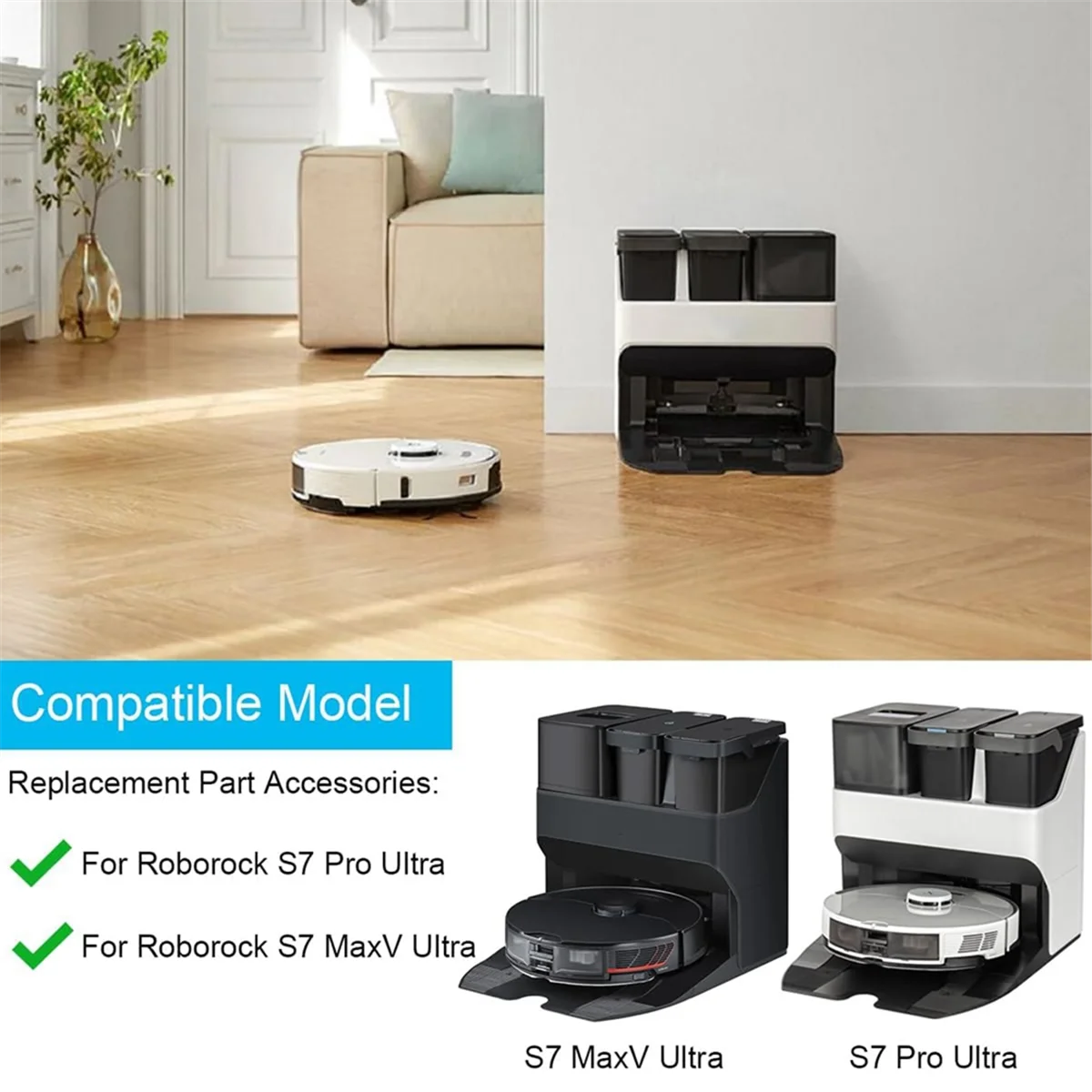 HEIßER Für Xiaomi Roborock S7 Pro Ultra/S7 MaxV Ultra/S7 MaxV Staubsauger, ersatz Teile Wichtigsten Seite Pinsel Mopp Filter Taschen