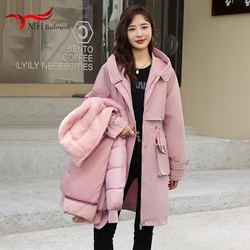 Women Winter Removable Inner Liner Jacket Parka Loose Long Coat Thicken Zipper Pockets Warm Thick Snow Wear Oversize Clothes