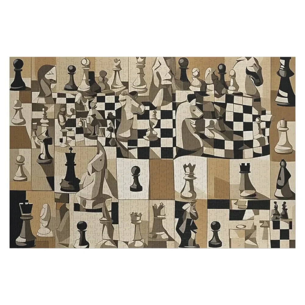 Cubist Chess Harmony Jigsaw Puzzle Personalized Child Gift Custom With Photo Woods For Adults Wooden Name Puzzle