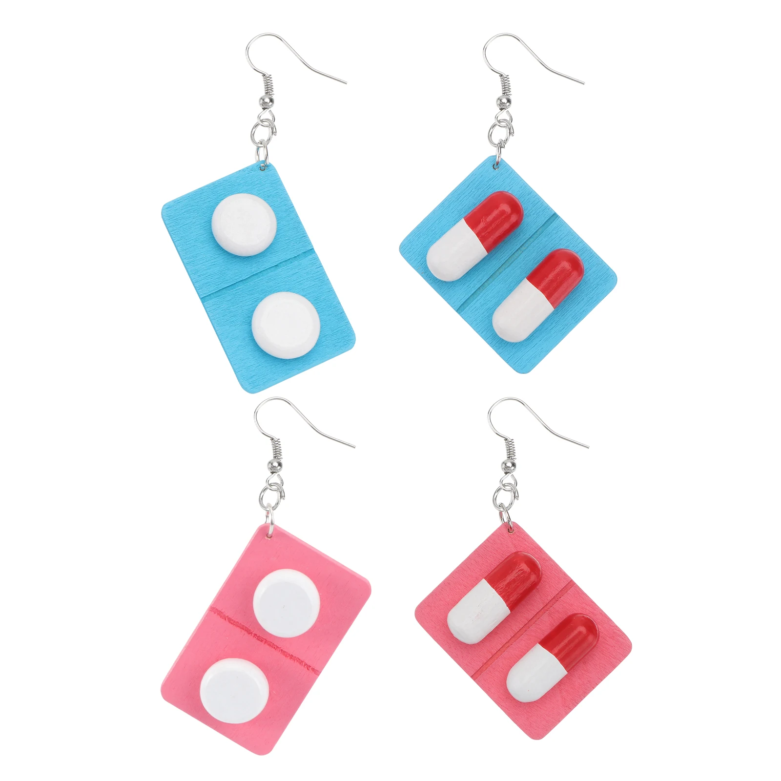 

Wooden Capsule 2 Pairs Dangling Nurse Ear Accessories Funny Earbob Medicine Board Women Accessories Cosplay Gift