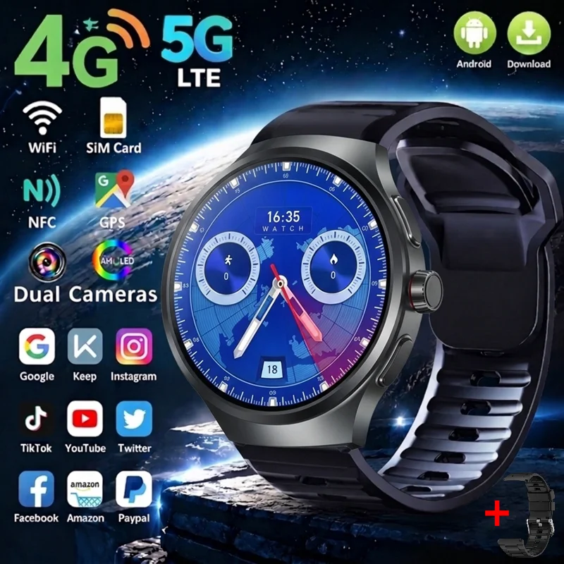 VP50 New Android Smartwatch 4G LTE Sim Card Watch Rotatable Camera GPS WIFI Bluetooth Dual Mode Sports Fitness Smart Watch Men