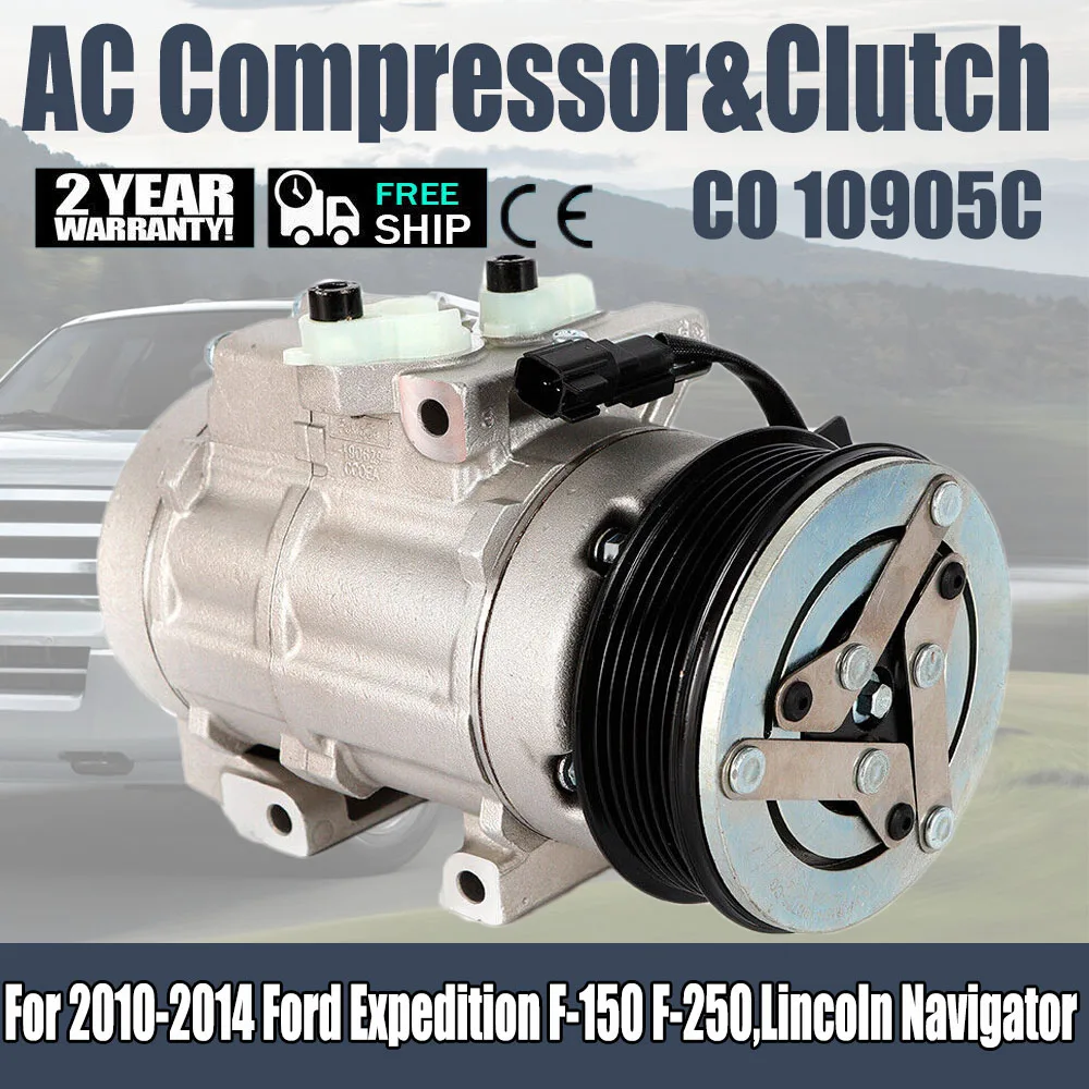 High-Quality A/C Air Compressor W/ Clutch Suitable For Ford F-150/ 250/350 4.6L/5.4L 2007-10 Fit Multiple Vehicle Models