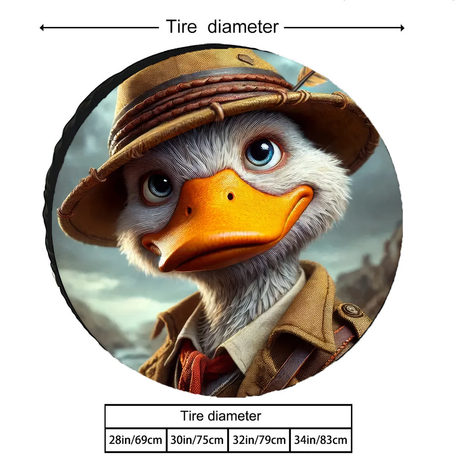 Stylish Cartoon Detective Mr. Duck Pattern, Spare Tire Cover Suitable For Family Cars, SUVs, Off-road Vehicles, RVs, Station Wa